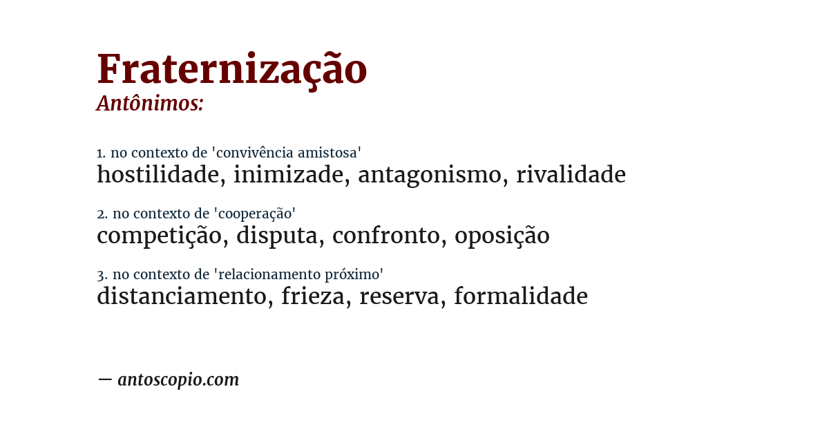 Antônimo de fraternização