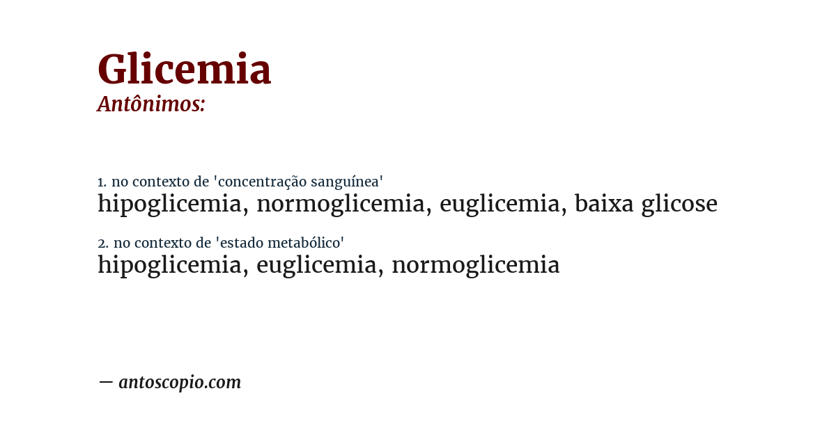 Antônimo de glicemia