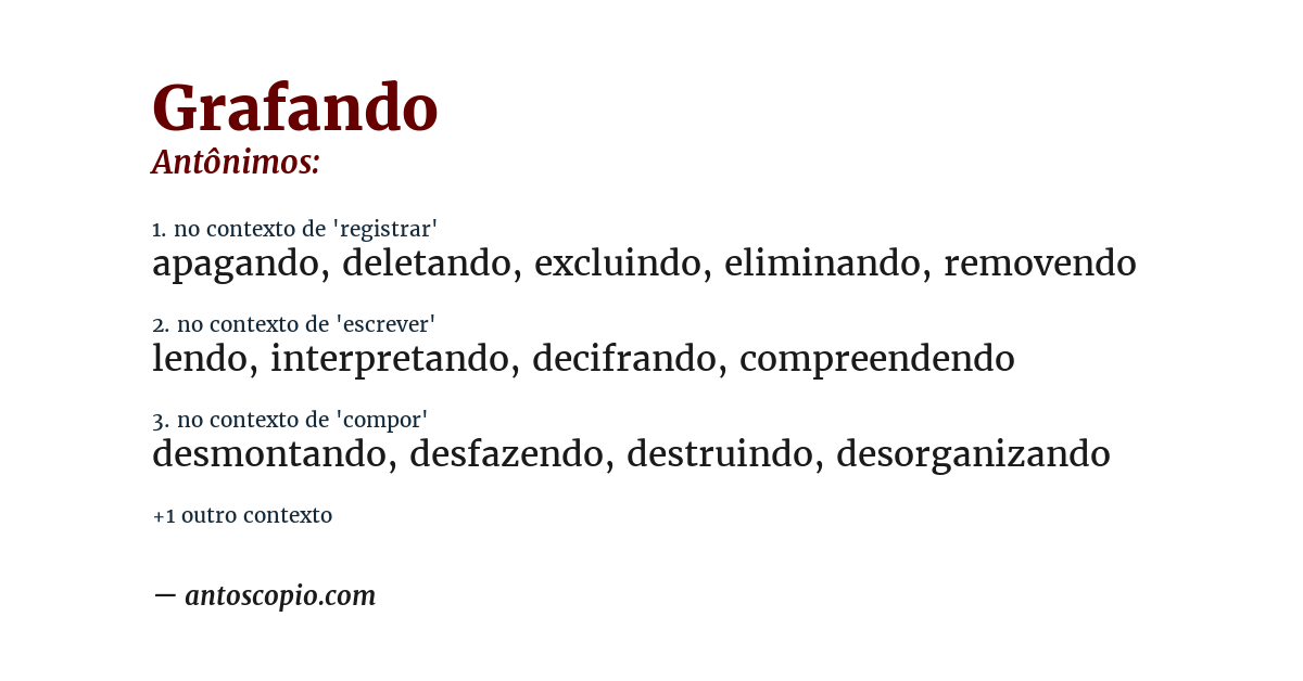 Antônimo de grafando