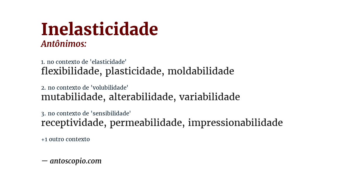 Antônimo de inelasticidade