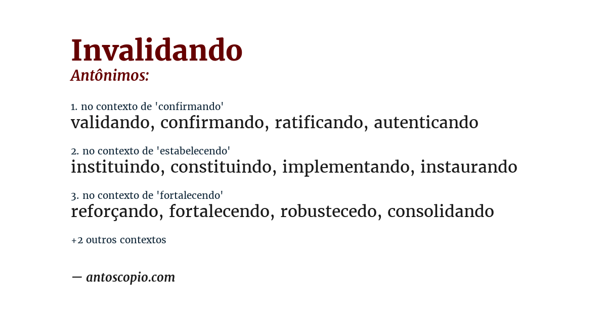 Antônimo de invalidando