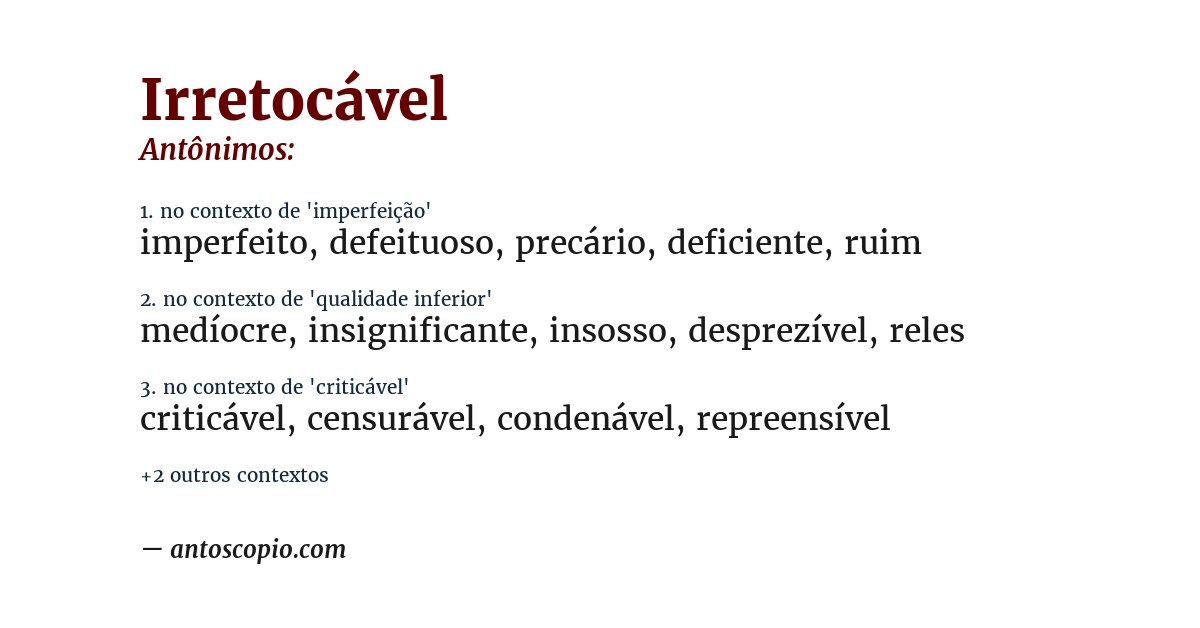 Antônimo de irretocável