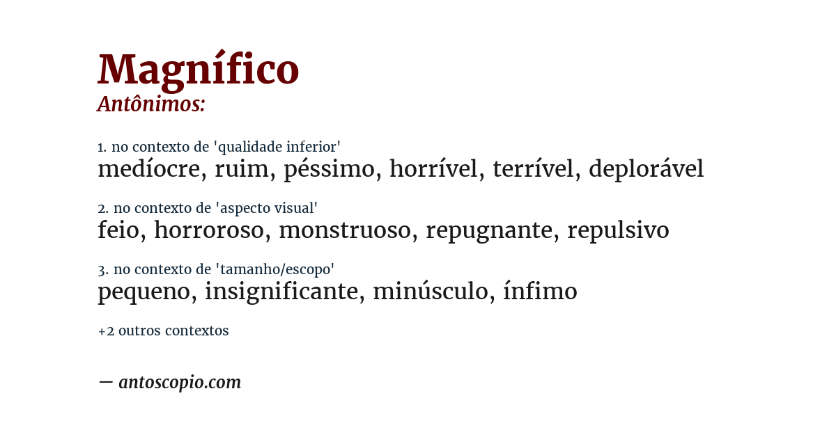 Antônimo de magnífico