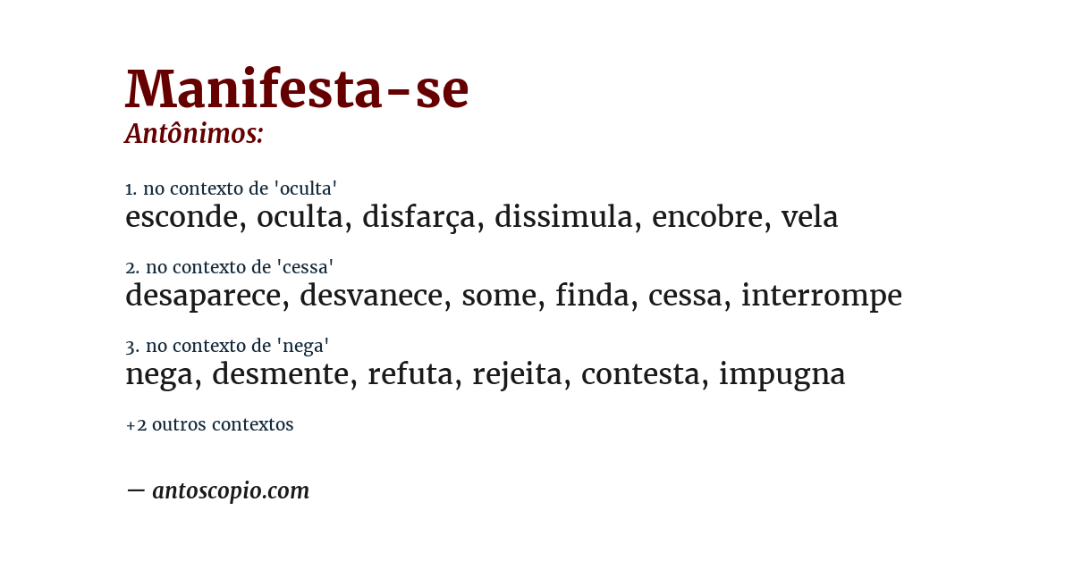 Antônimo de manifesta-se