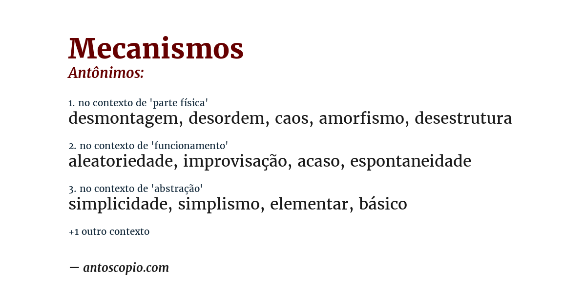 Antônimo de mecanismos