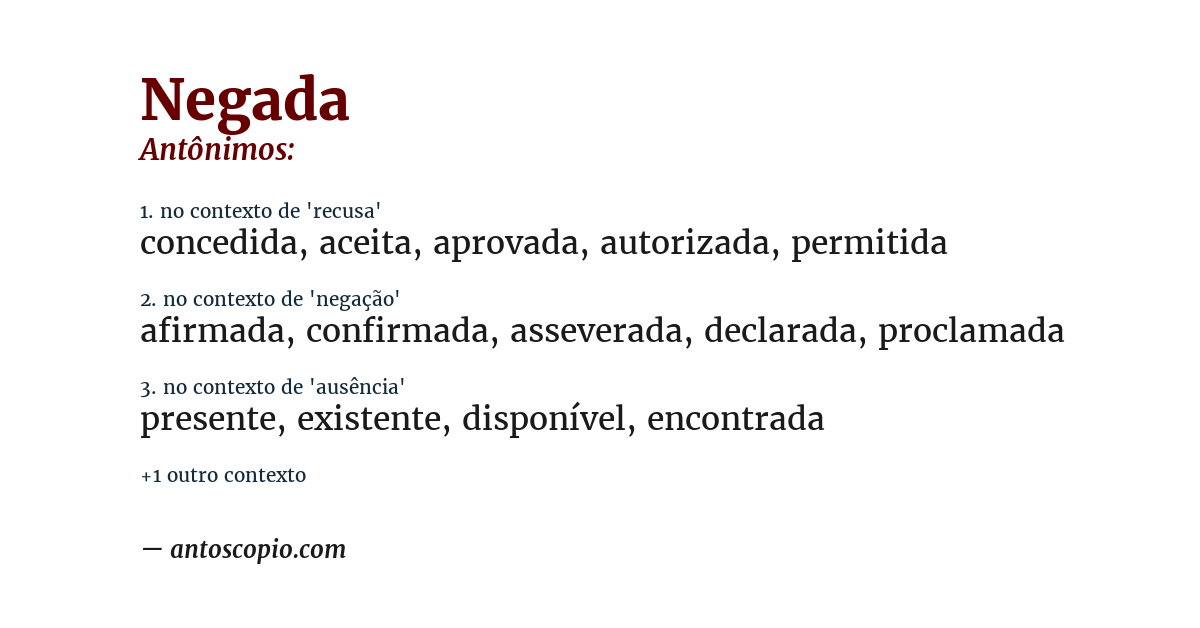 Antônimo de negada