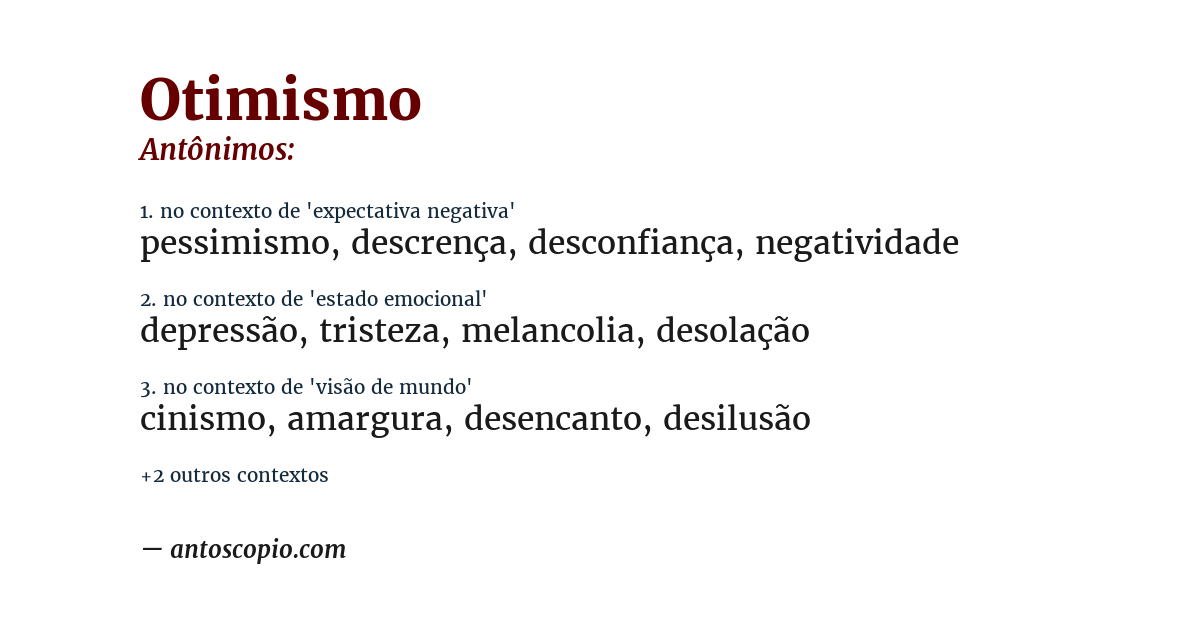 Antônimo de otimismo