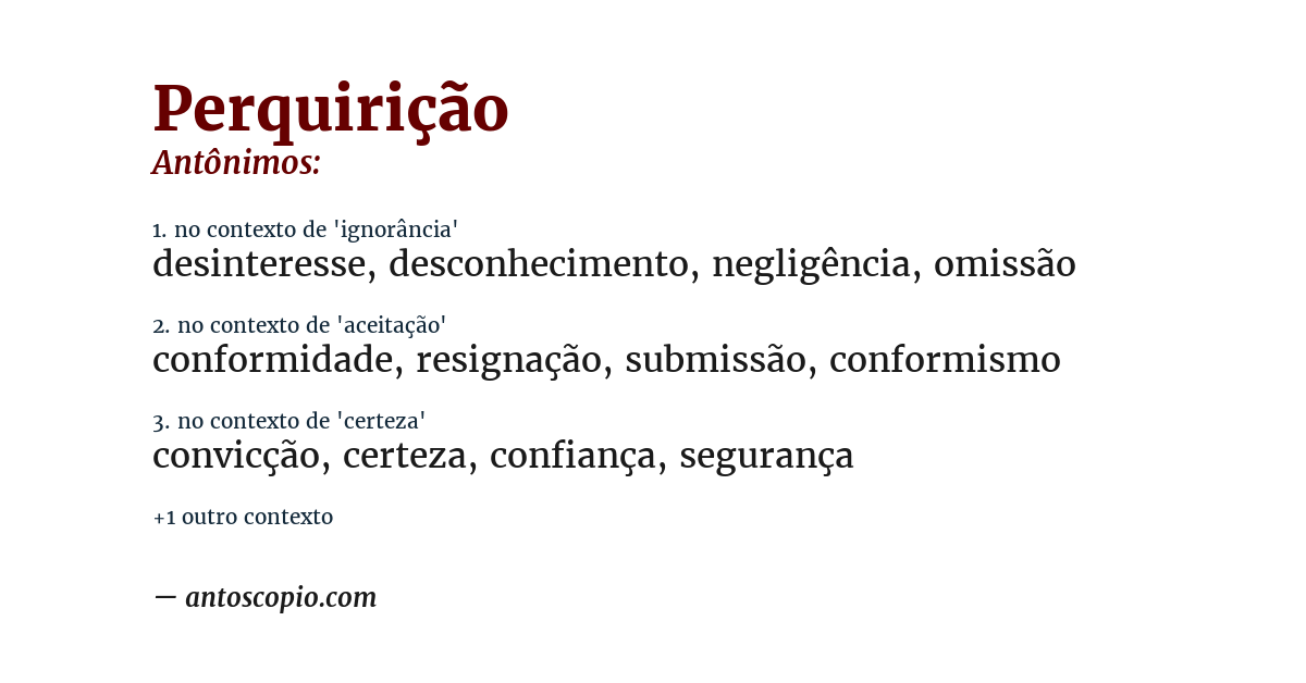 Antônimo de perquirição