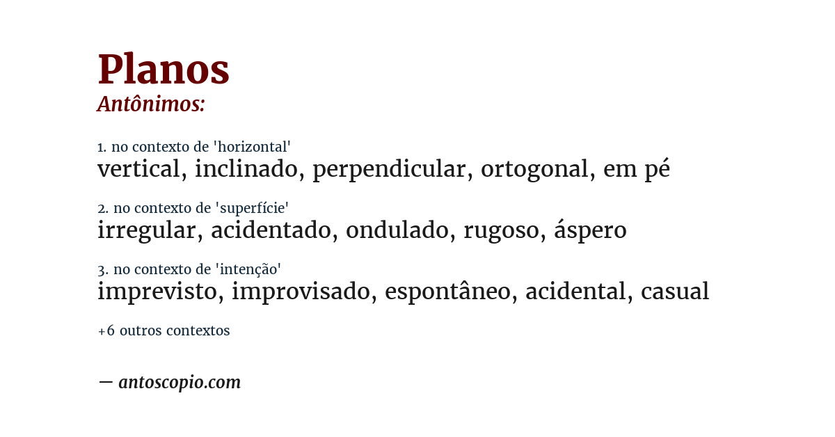 Antônimo de planos