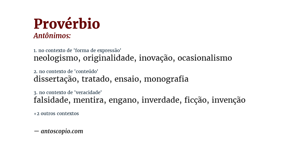 Antônimo de provérbio