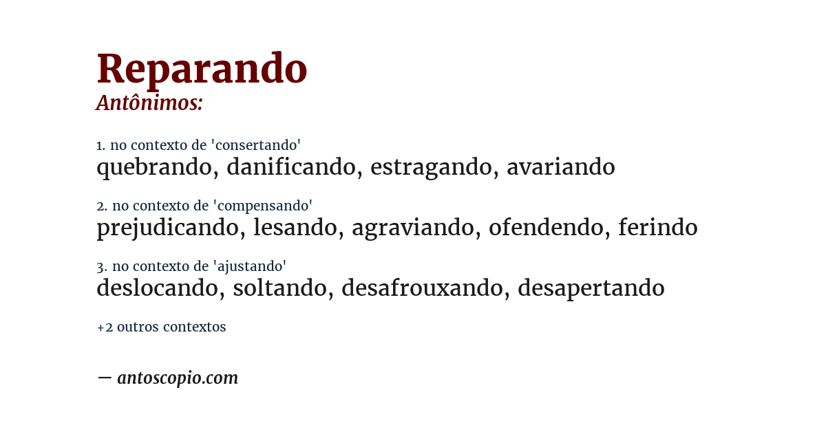 Antônimo de reparando