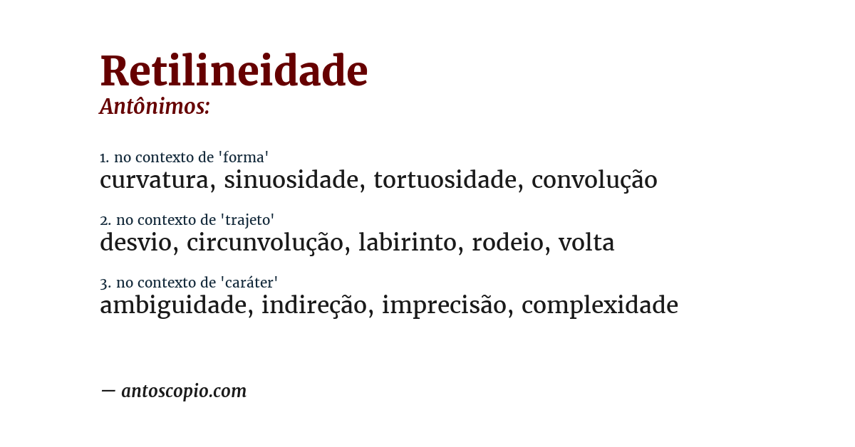Antônimo de retilineidade
