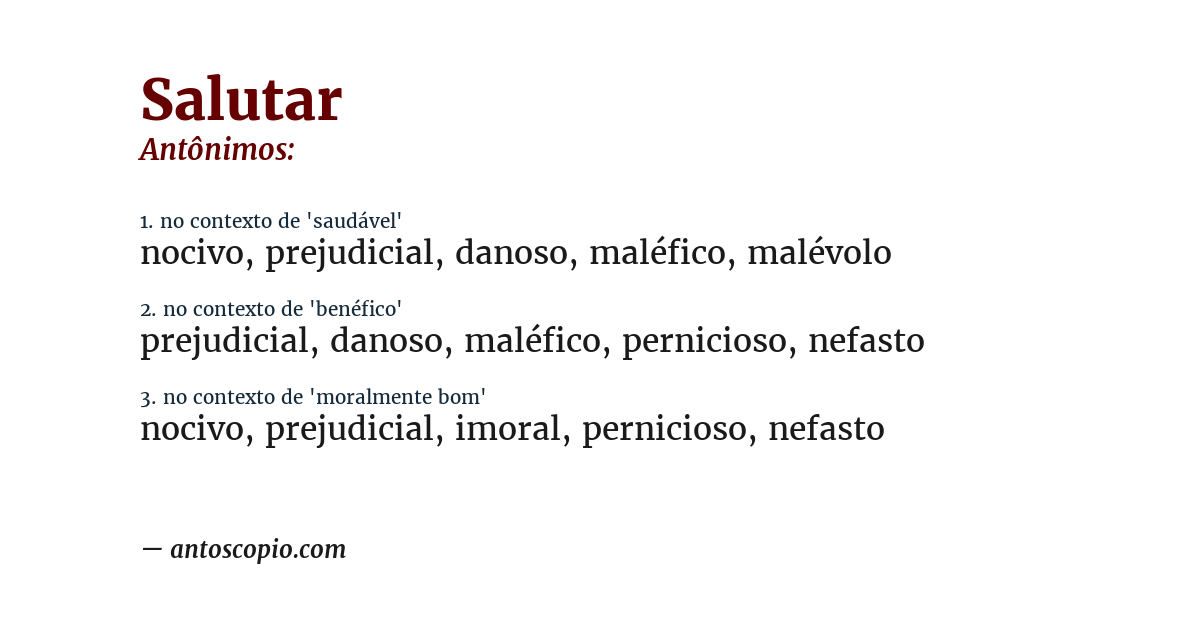 Antônimo de salutar
