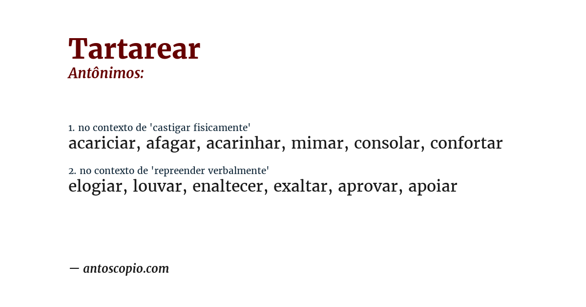 Antônimo de tartarear