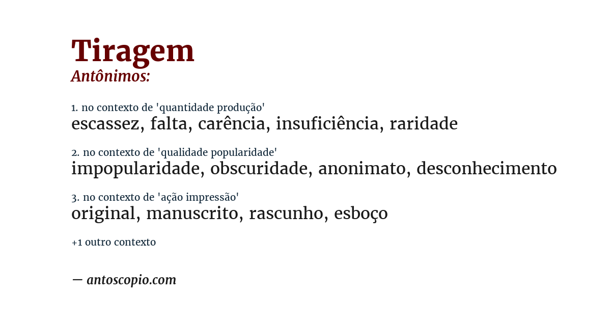 Antônimo de tiragem