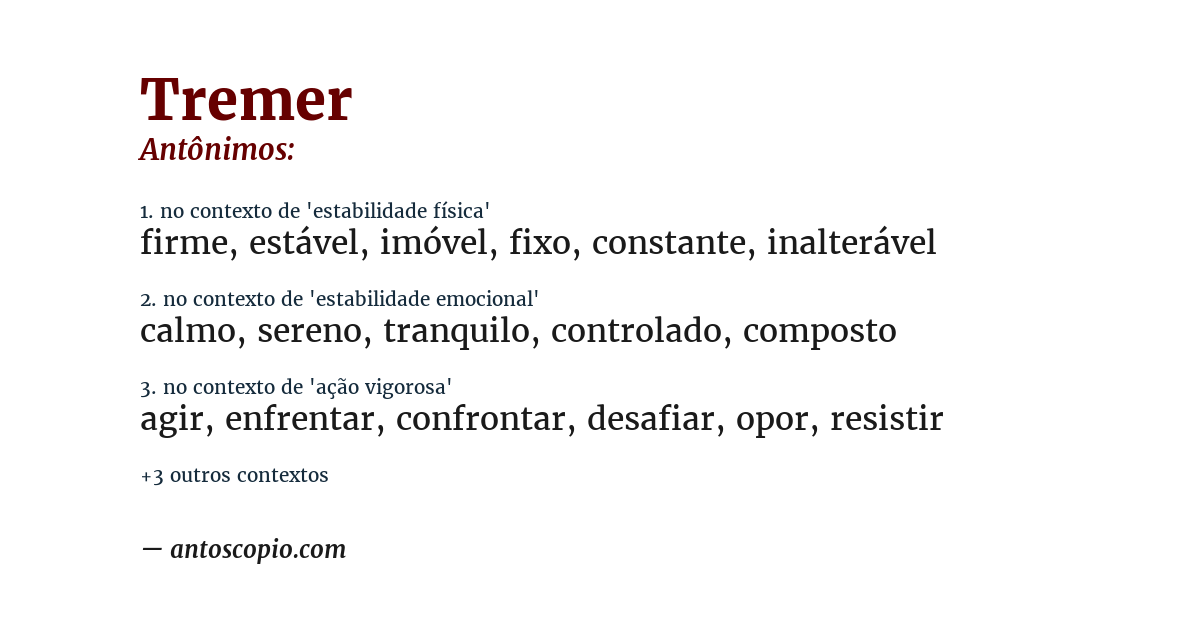 Antônimo de tremer