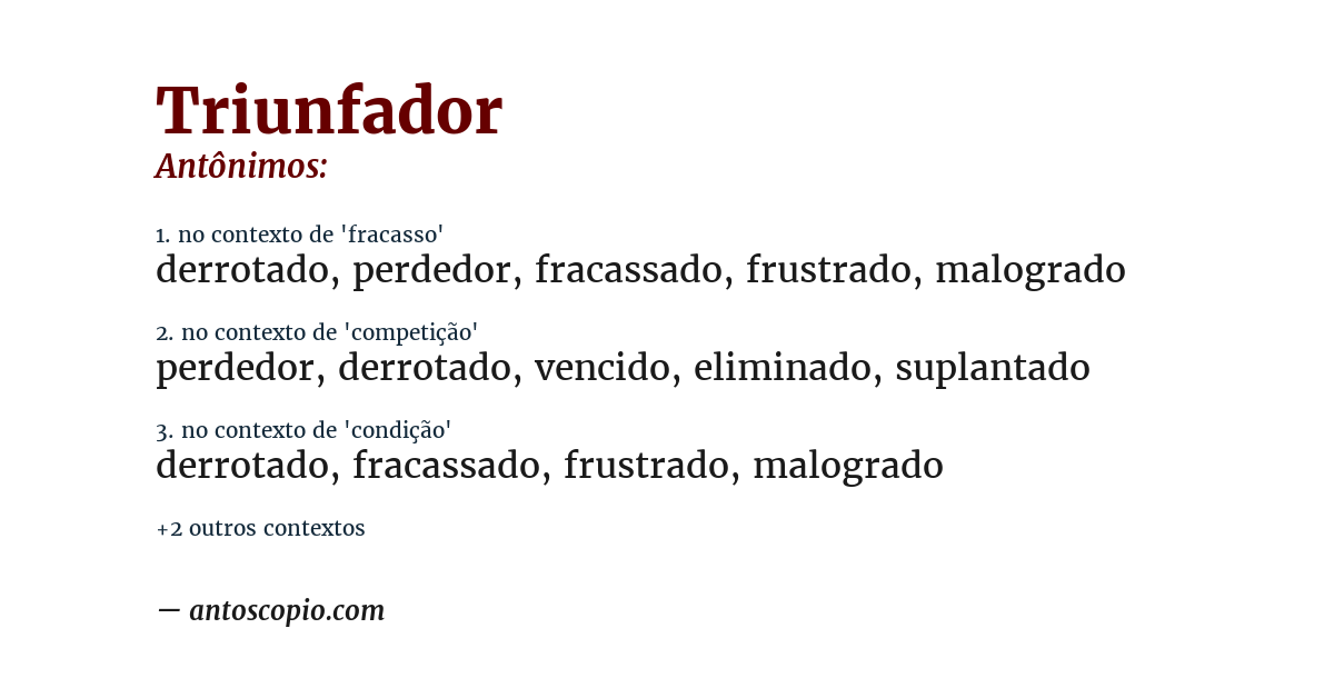 Antônimo de triunfador
