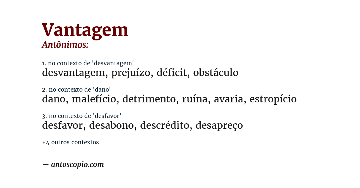 Antônimo de vantagem
