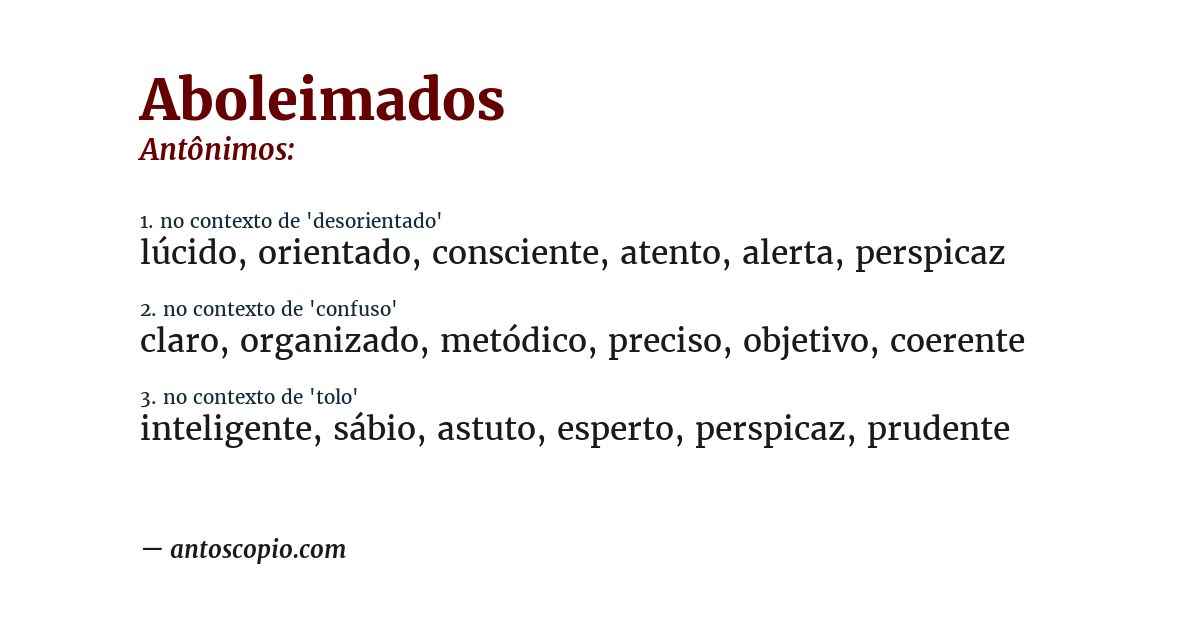 Antônimo de aboleimados
