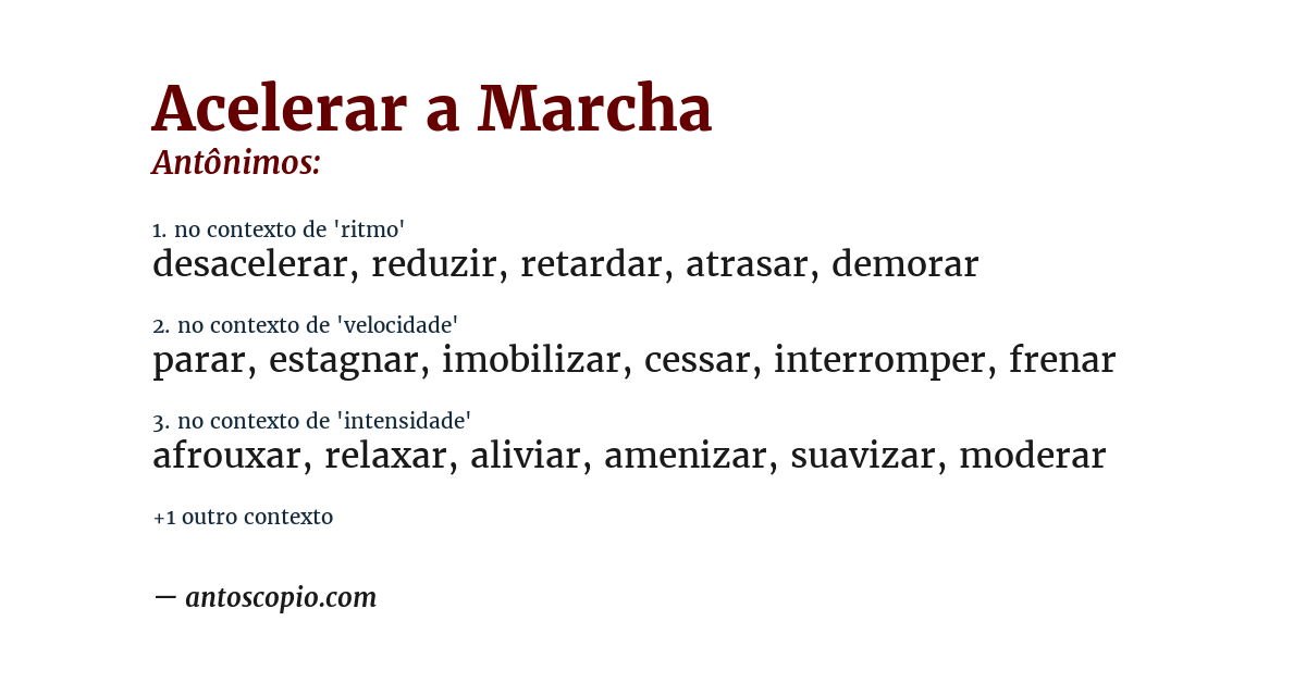 Antônimo de acelerar a marcha