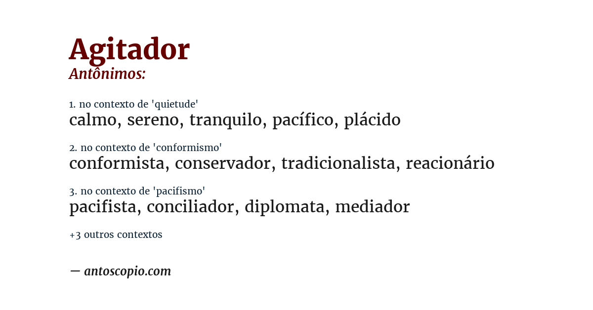 Antônimo de agitador