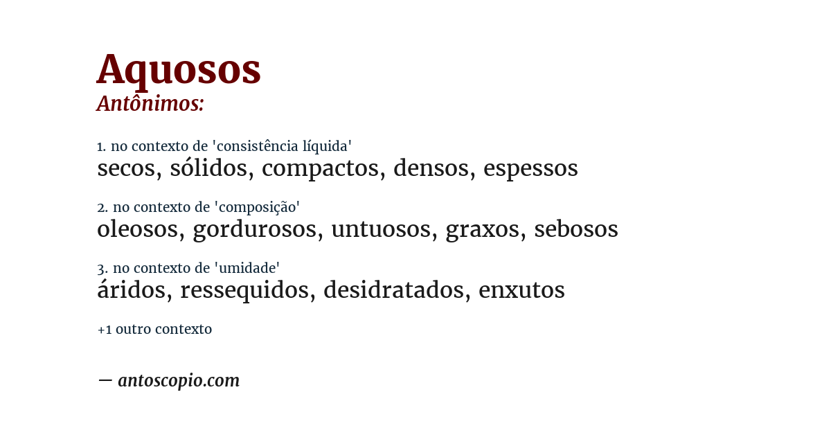 Antônimo de aquosos