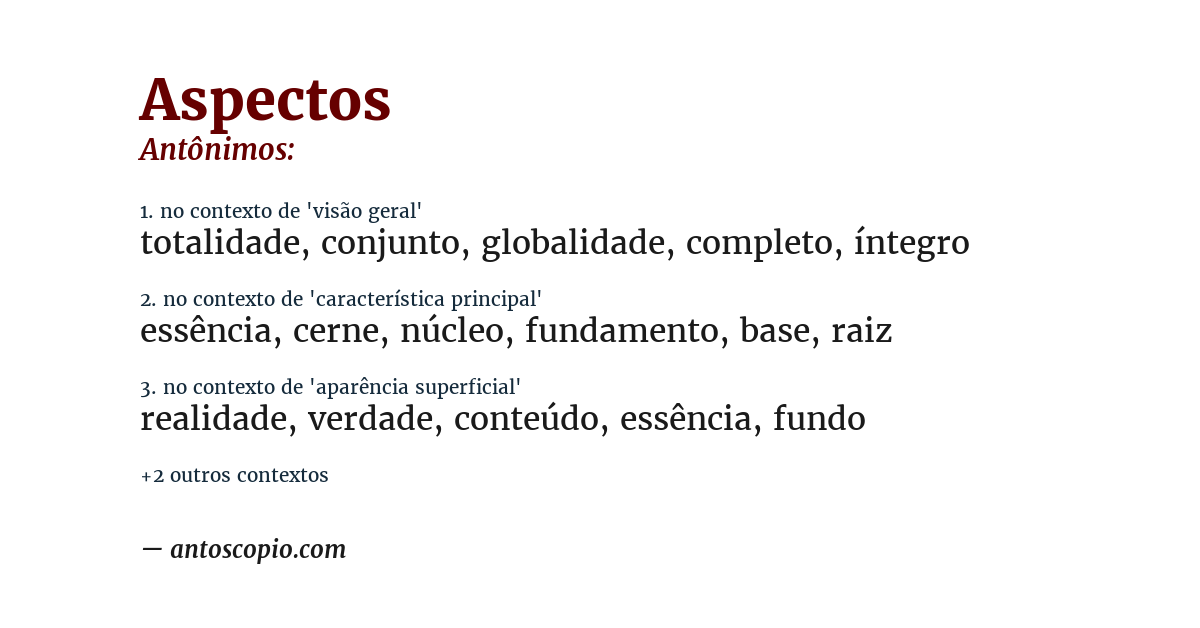 Antônimo de aspectos
