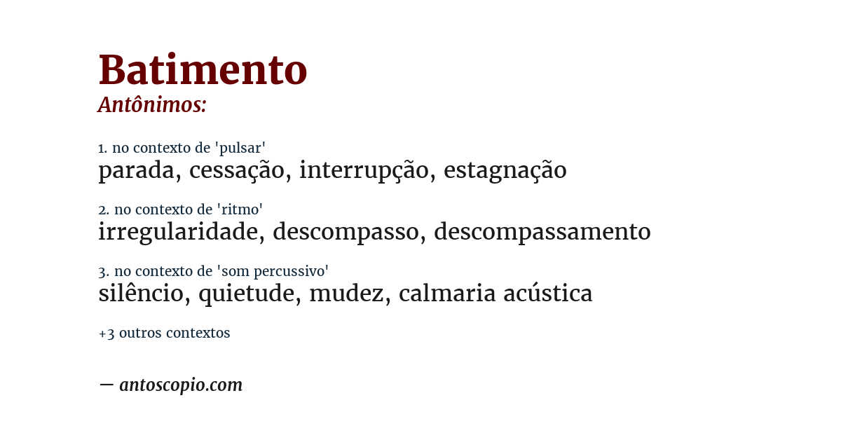 Antônimo de batimento