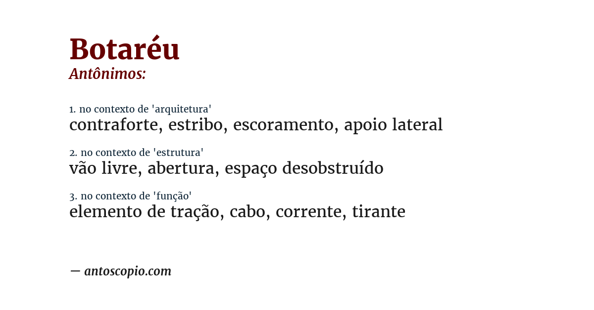 Antônimo de botaréu