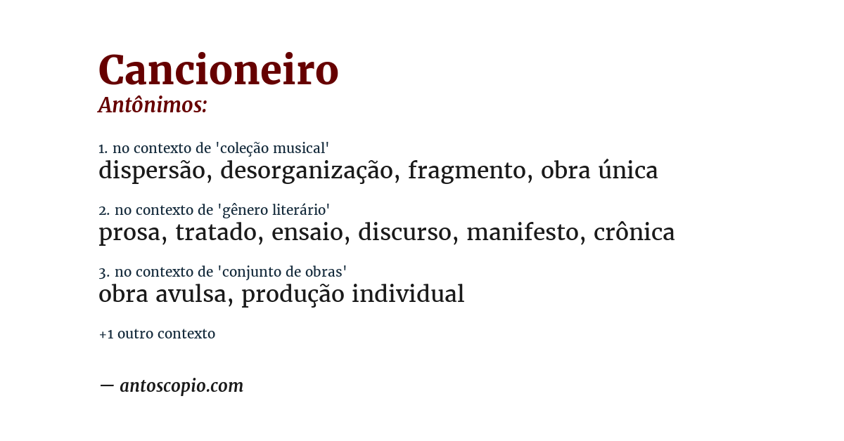 Antônimo de cancioneiro