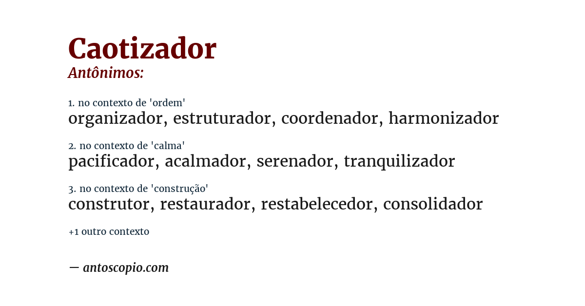 Antônimo de caotizador