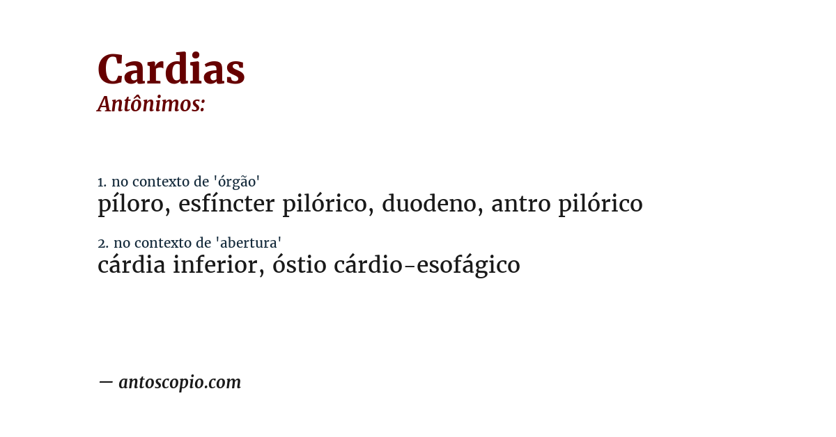 Antônimo de cardias