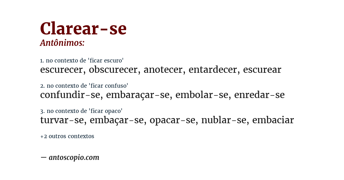 Antônimo de clarear-se