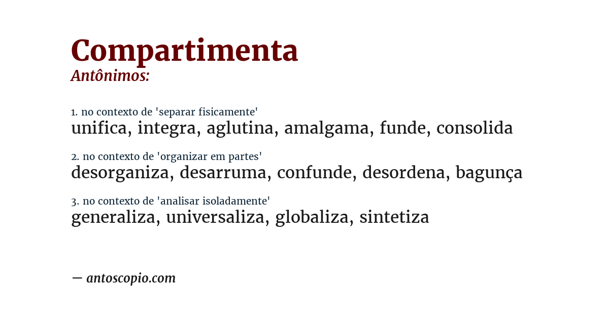 Antônimo de compartimenta