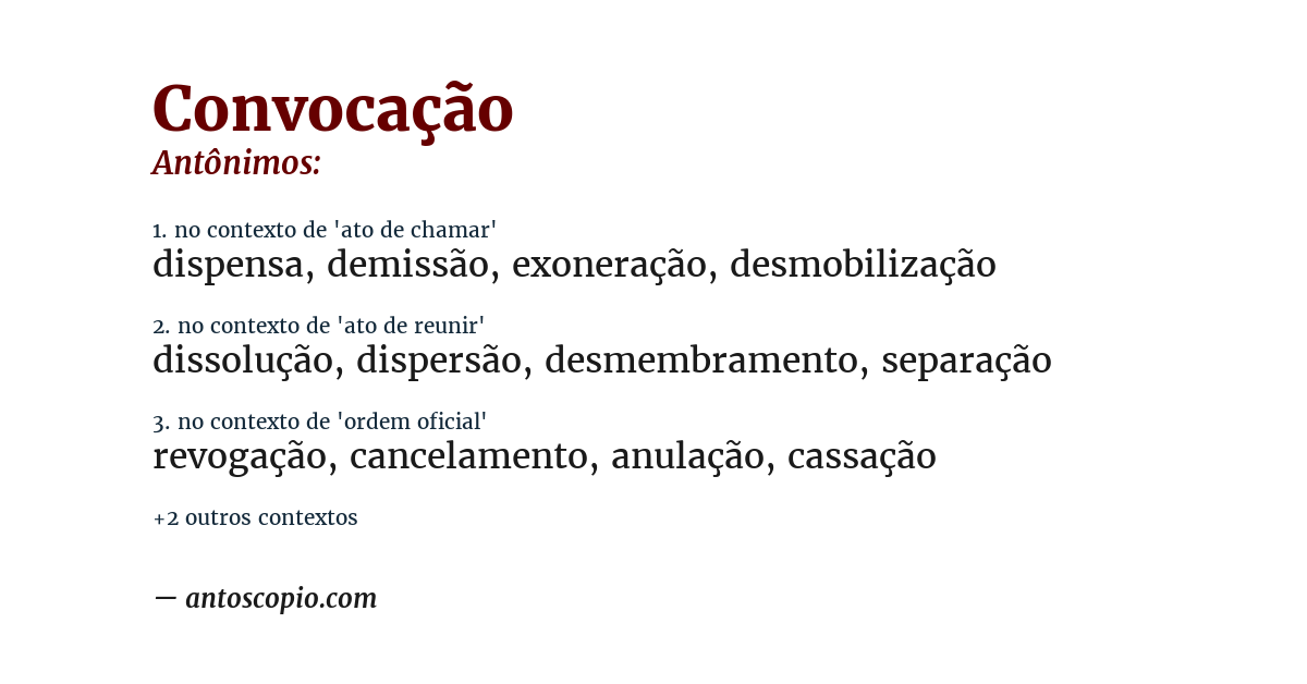Antônimo de convocação