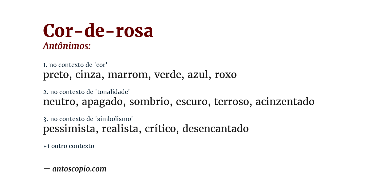 Antônimo de cor-de-rosa
