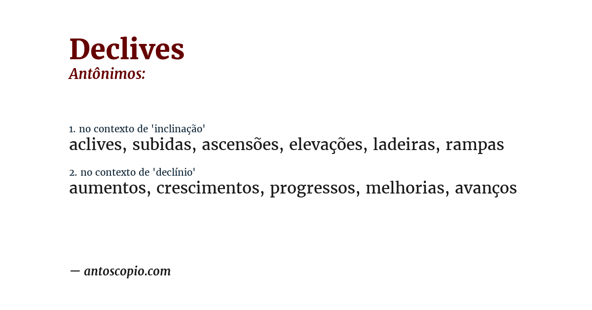 Antônimo de declives