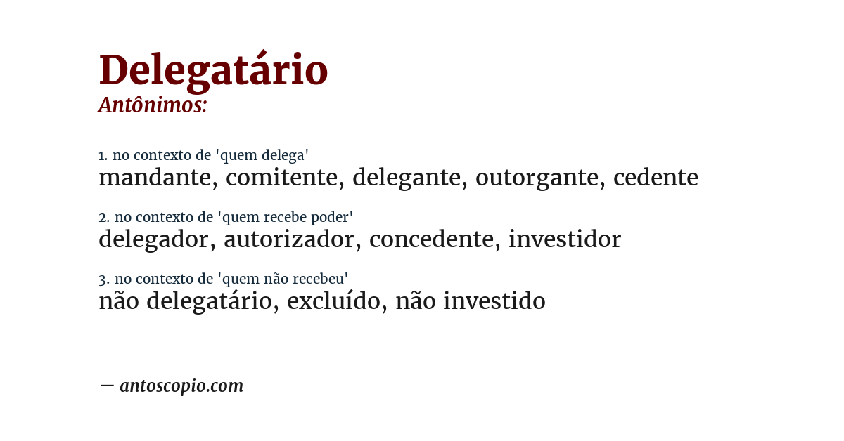 Antônimo de delegatário