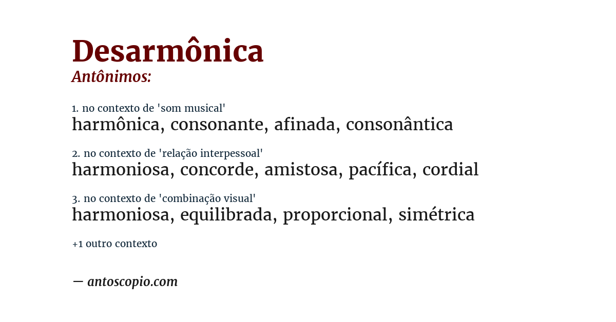 Antônimo de desarmônica