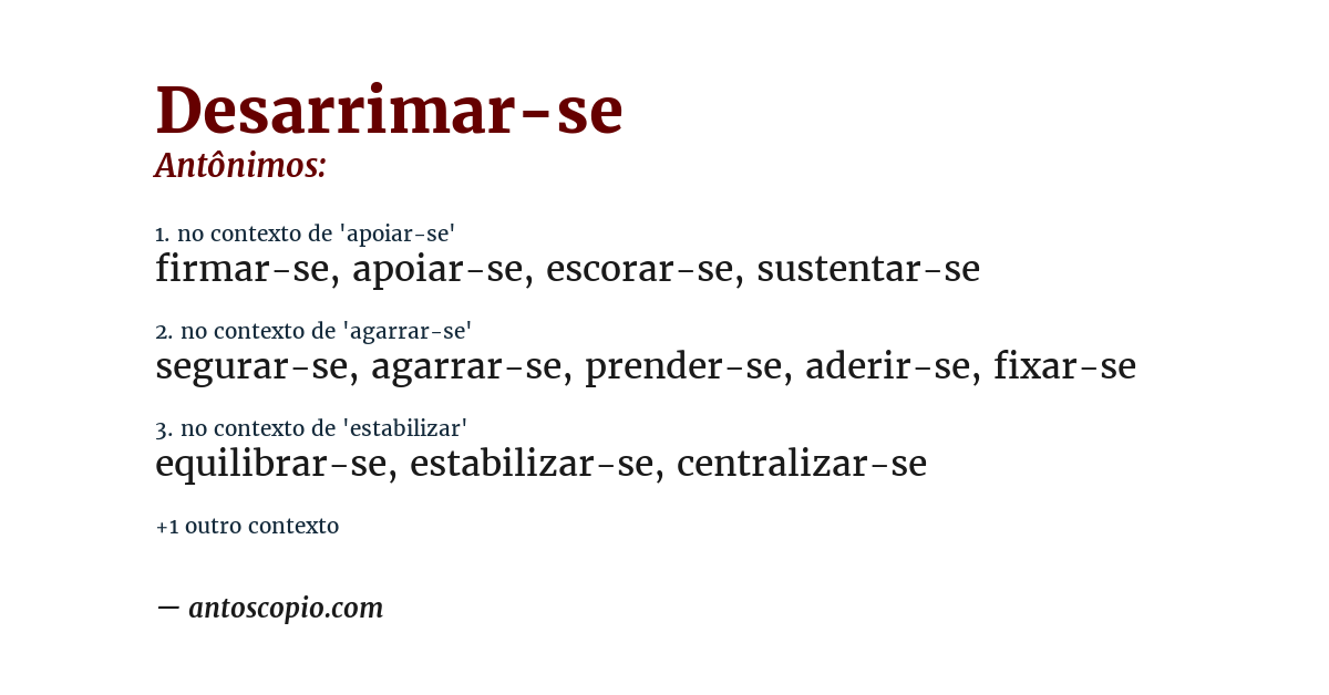 Antônimo de desarrimar-se