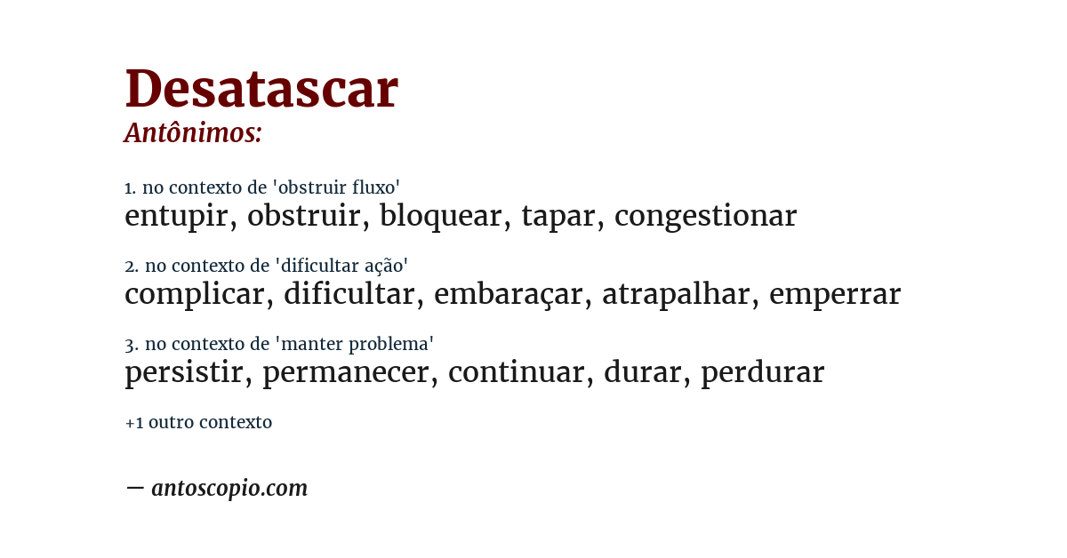 Antônimo de desatascar