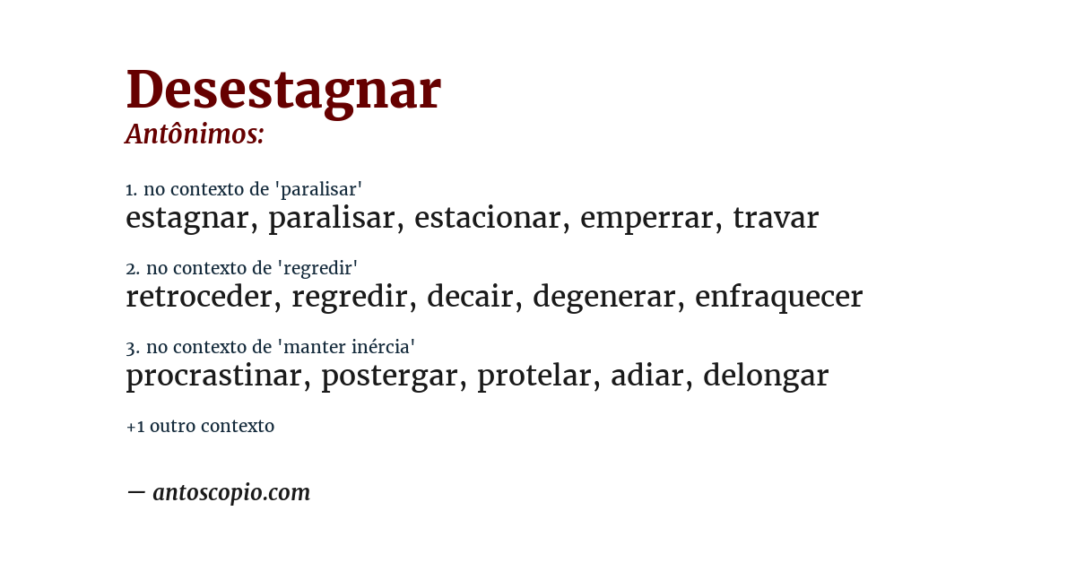 Antônimo de desestagnar