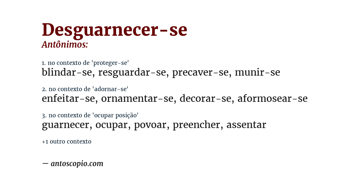 Antônimo de desguarnecer-se