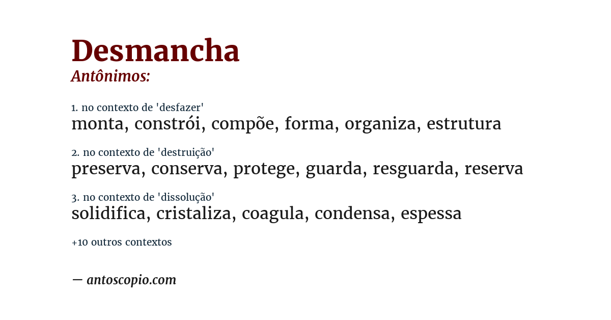 Antônimo de desmancha