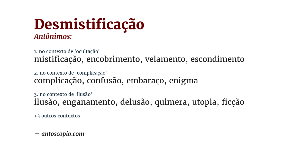 Antônimo de desmistificação