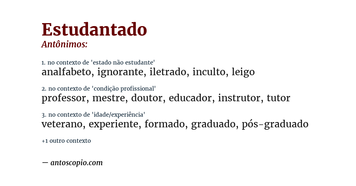 Antônimo de estudantado