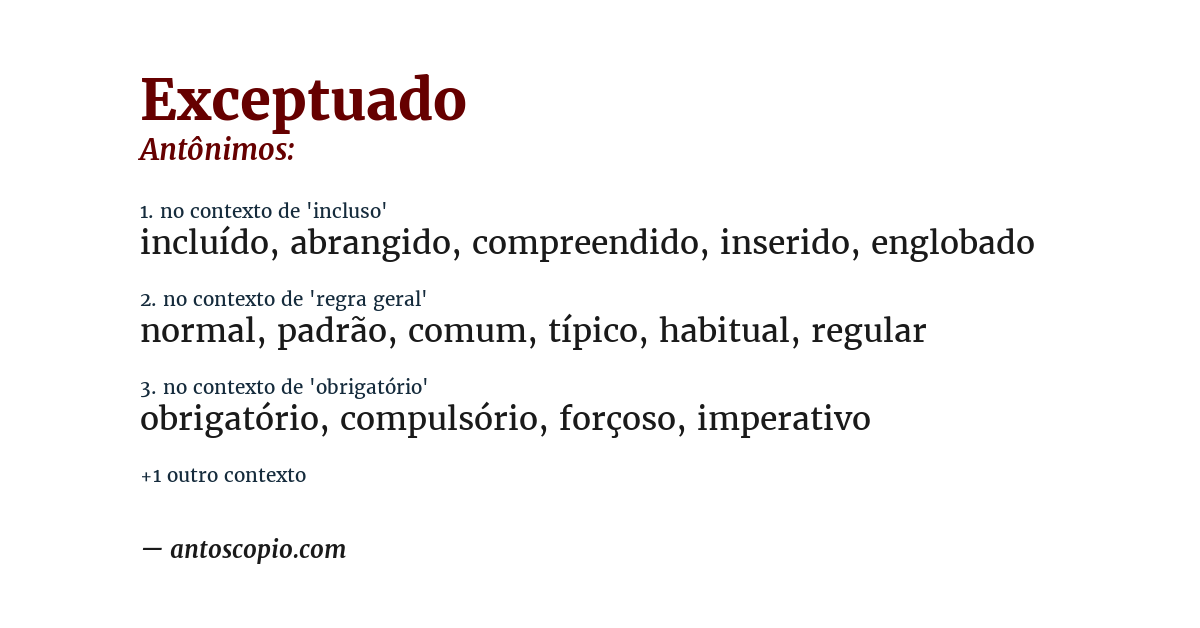 Antônimo de exceptuado