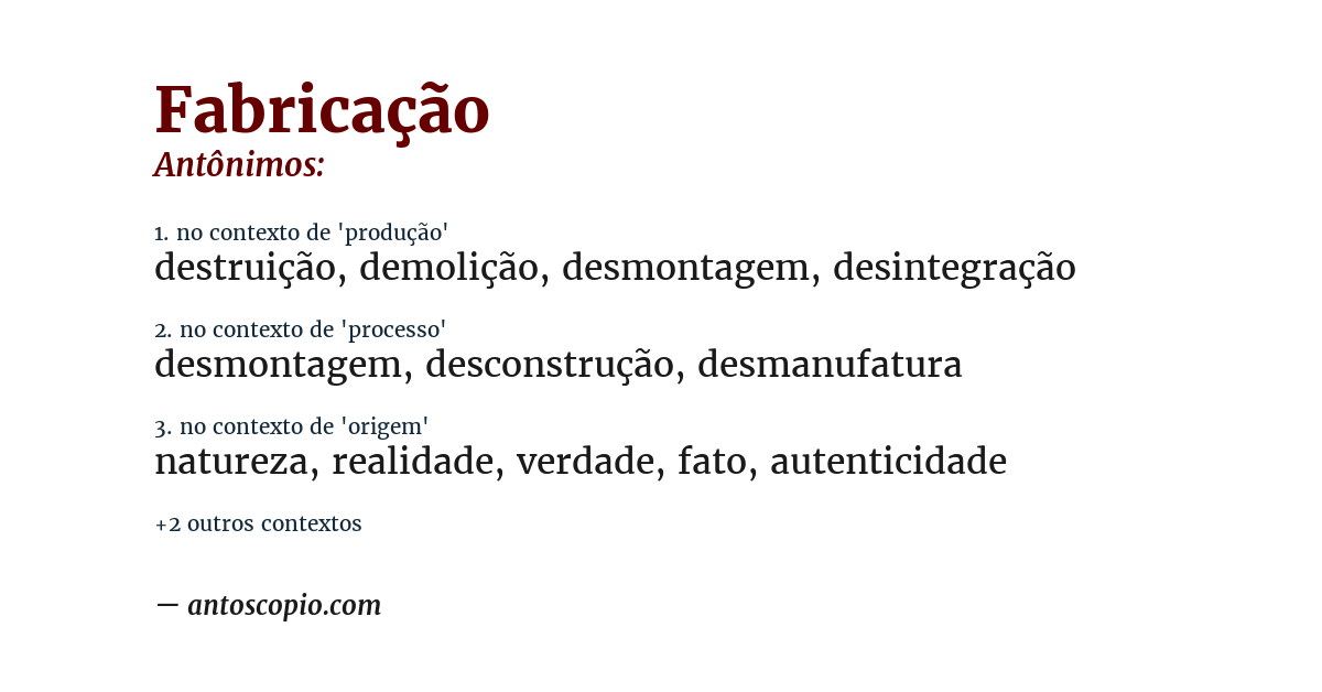 Antônimo de fabricação