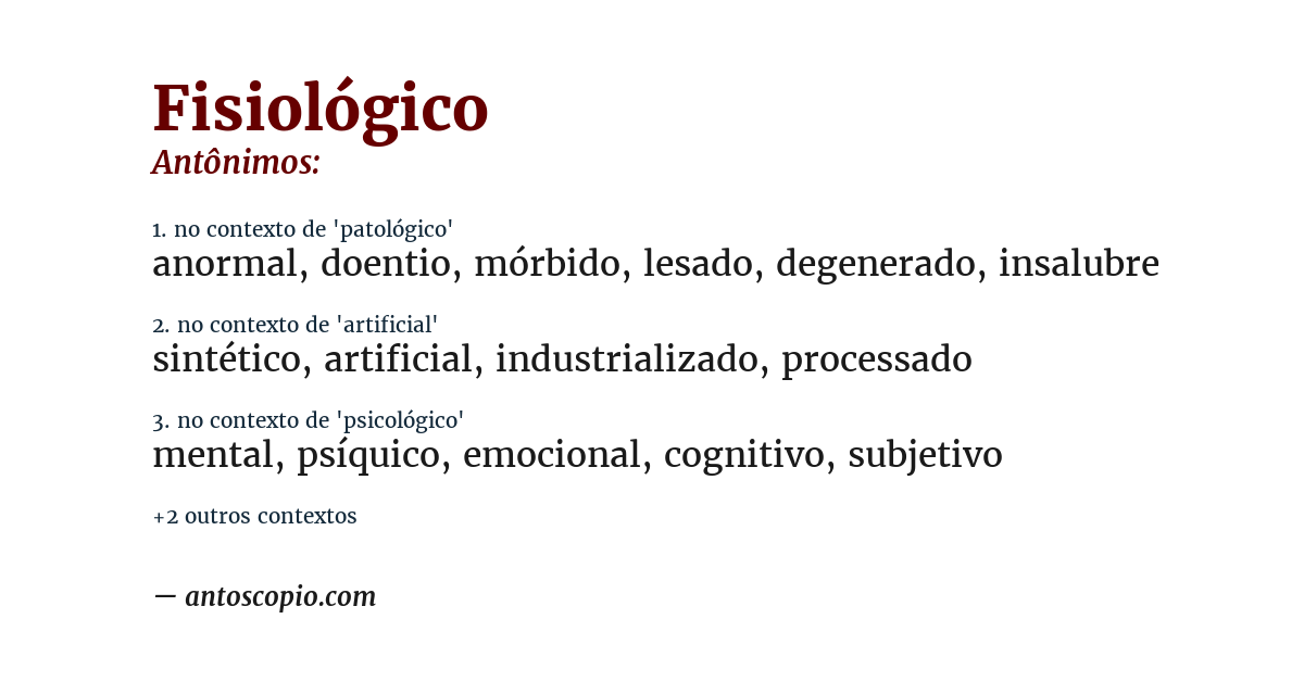 Antônimo de fisiológico
