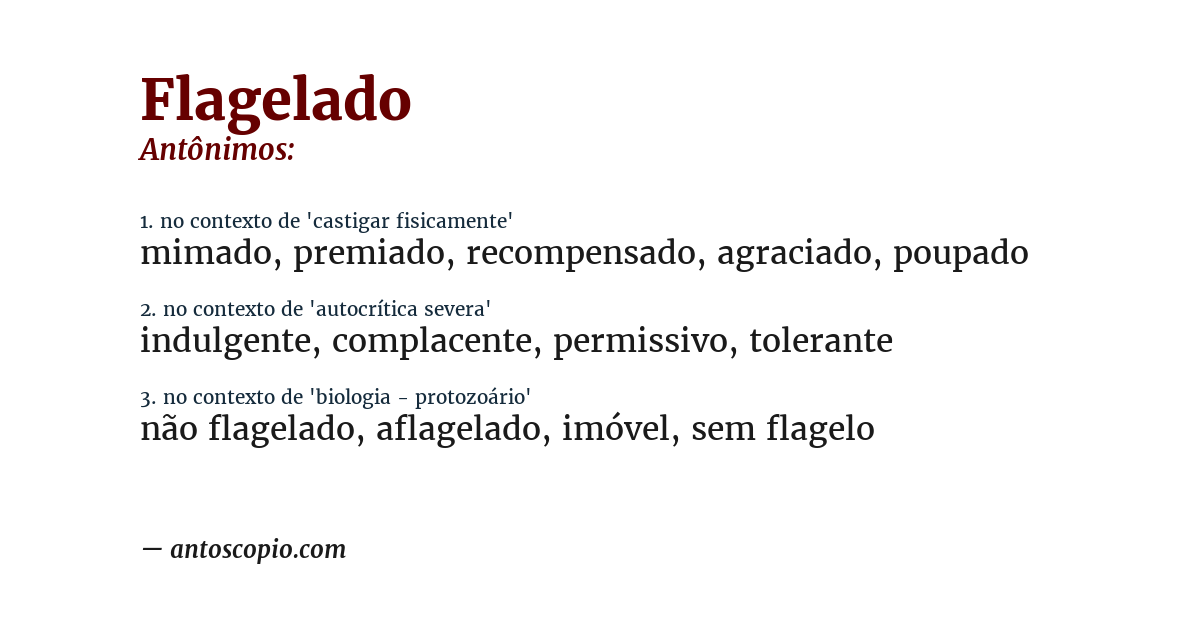 Antônimo de flagelado